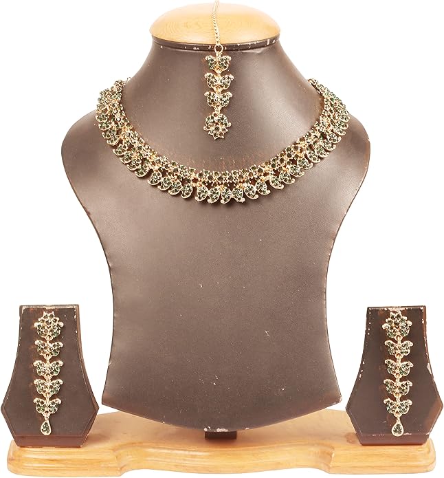 Touchstone Indian wedding jewelry set gold traditional necklaces for women statement rhinestone sets hollywood glamour style crystal stone bridal costume golden necklace