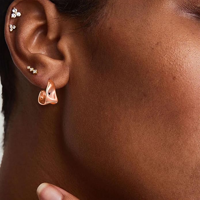 Gacimy Chunky Earrings for Women, Teardrop Earrings with 925 Sterling Silver Post, 14K Gold Plated Statement Drop for Women
