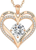 LOUISA SECRET Love Heart Birthstone Necklaces for Women, Birthday Gift for Girlfriend, Anniversary Jewelry Gift for Wife Her, 925 Sterling Silver Women Pendant Necklace, Mother's Day Christams Gift
