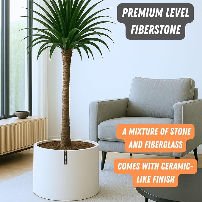 Fox & Fern Large Planter for Indoor or Outdoor, Matte White, 18.7 Inch | UV & - Image 5