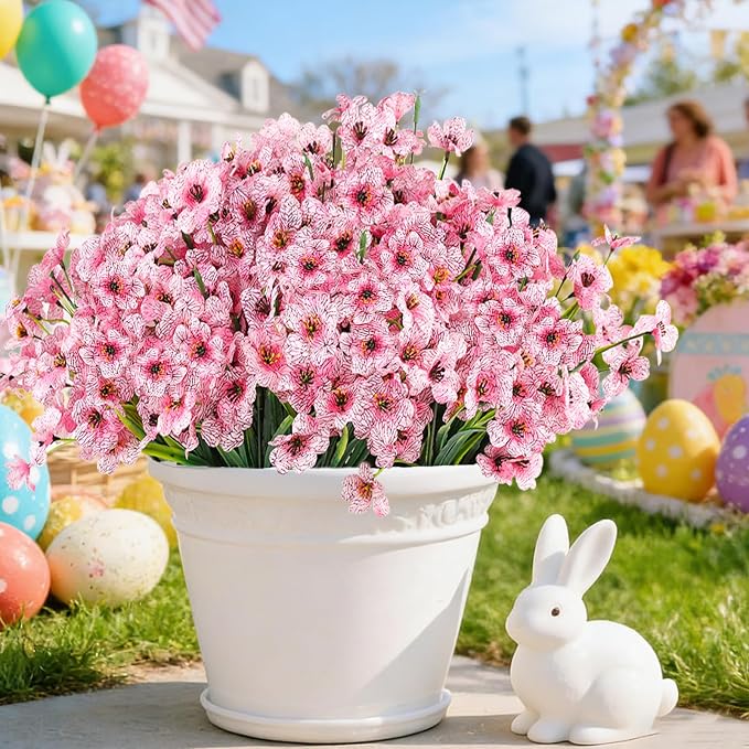 24PCS Artificial Pink Flowers for Outdoors, Realistic Silk Flowers | for - Image 8