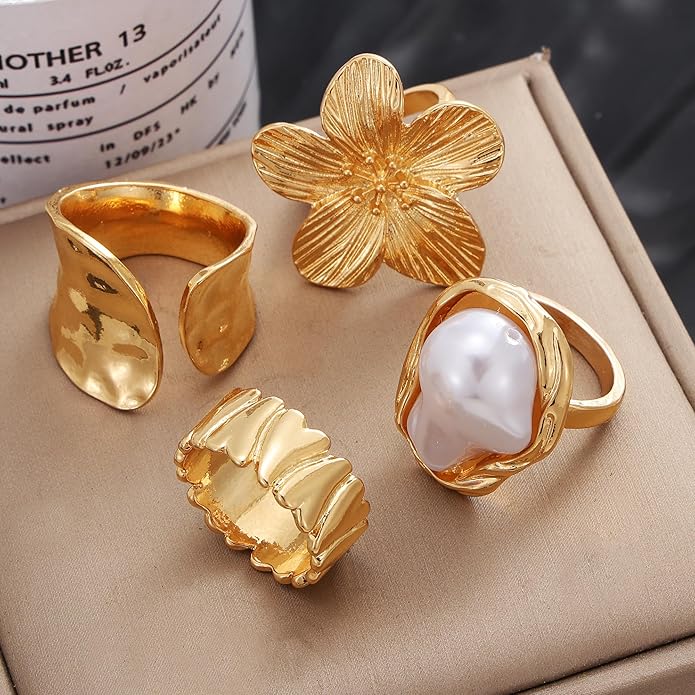 KISS WIFE Goldenen Silvery Black Kunckle Rings Set for Women, Dainty Simple Trendy Cute Stackable Finger Rings Pack, Perfect for Stacking Layering on Thumb and Knuckle, Mixed Size, Jewelry Gift