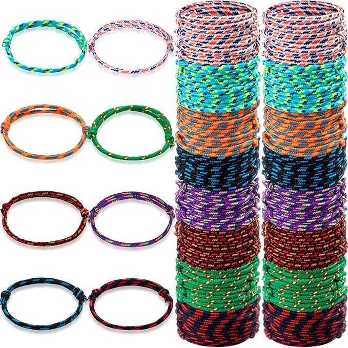 Remerry 168 Pcs Friendship Bracelets Adjustable Woven Rope Bracelets Bulk Valentine's Day Birthday Party Favors & Goodie Bag Stuffers, 8 Assorted Colors(Dark Colors)