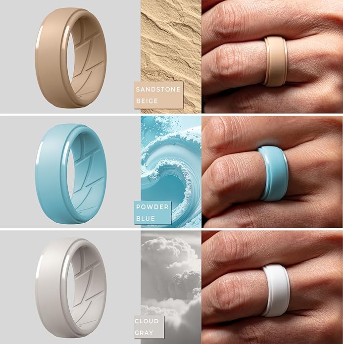 ThunderFit Men's Silicone Rings 10mm Wide 2.5mm Thick Rubber Bands, Breathable, Variety Multipack 1-10