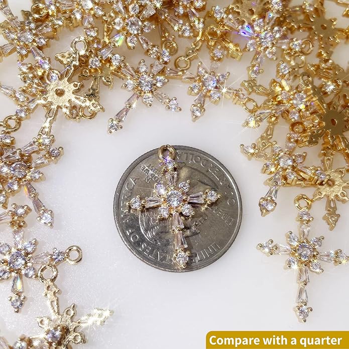 Zirconia Crystal Rhinestone Cross Charms for Jewelry Making Bracelet Necklace Choke Earring Pendant Key Chain Craft Supplies DIY Accessories