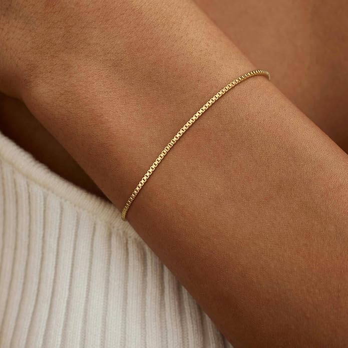 SLOONG Valentines Day Gifts for Her Gold Pearl Bracelets, 18K Real Gold Plated Dainty Stackable Snake Chain CZ Heart Pendant Bracelets, Layered Waterproof Jewelry Gift for Women Adjustable 6"+2"