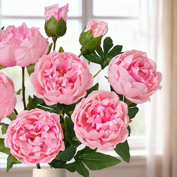3PCS 22in Peonies Artificial Flowers, Real Touch Latex Fake Peonies | Lifelike - Image 4