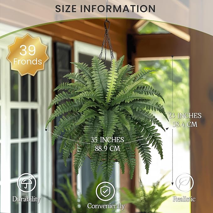 FOREST PRINCE 35" Fake Ferns Artificial Bush Plants - Image 2
