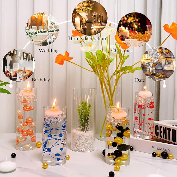 UDU Set of 16 Cylinder Glass Vases and 24 Pcs Floating Candles - Image 5