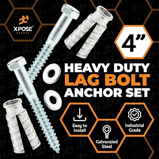 Concrete Anchors Set with 4" Lag Bolt, Lag Shield and Washer - Image 4