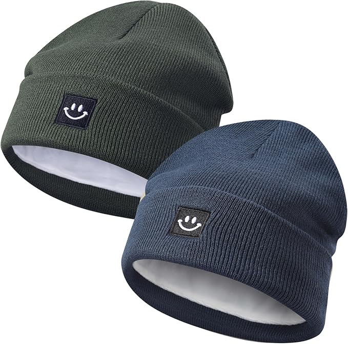 MaxNova 2 Pack Baby Beanie Fleece Lined Knit Toddler Hat for Girls Boys 0-8 Years