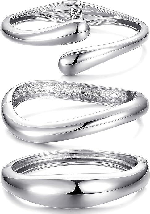 Chunky Bangle Bracelets for Women, Dainty 14k Gold Plated Big Stackable Bangles Set, Trendy Statement Women's Cuff Bracelet Stack Waterproof Chunky Bracelets Jewelry Gifts