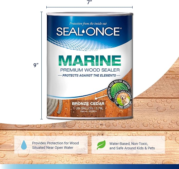 Seal-Once Marine Waterproof Wood Sealer and Stain, Bronze Cedar, 1 Gallon | - Image 2