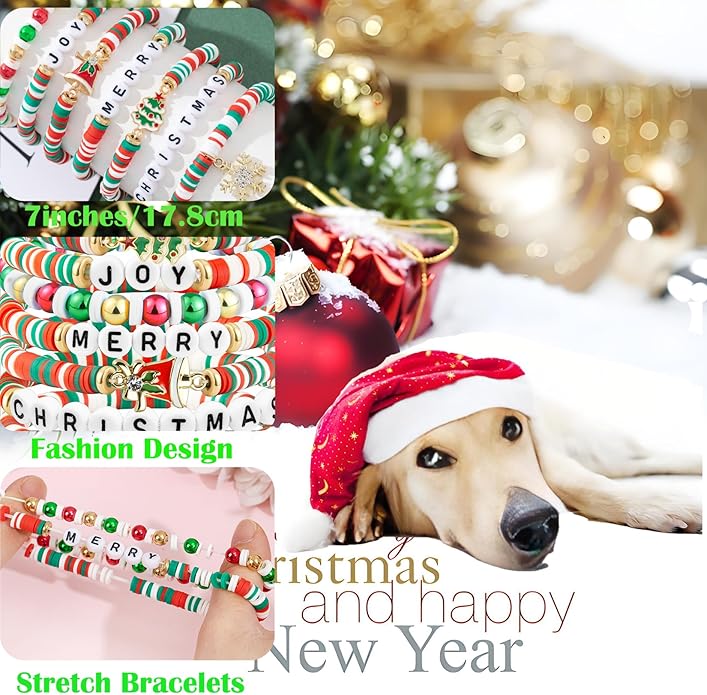Friendship Beaded Bracelets for Women, Stackable Colorful Surfer Boho Clay Bead Stretch Bracelets