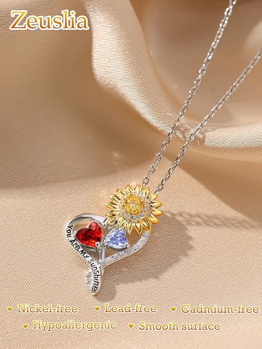 Valentine's Day Gifts for Wife 925 Sterling Silver Double Birthstone Pendant Necklaces I Love You for Always and Forever Necklace Anniversary Birthday Gifts for Wife Girlfriend Mom Her