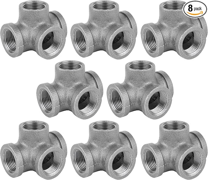 1/2" Side Outlet Tee Fitting, PIPE DECOR Black Malleable Iron Fittings Fit by PipeD%C3%A9cor
