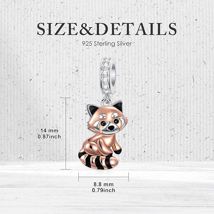 PROESS Sterling Silver/Red Panda/Cow/Highland Cow/Otter/Squirrel/Elephant/Axolotl/Cat/Fox/Bee/Butterfly/Hummingbird/Tiger/Lion/Mokeny/Koala/Dog Charm Animal Charms Bead for Jewelry Making