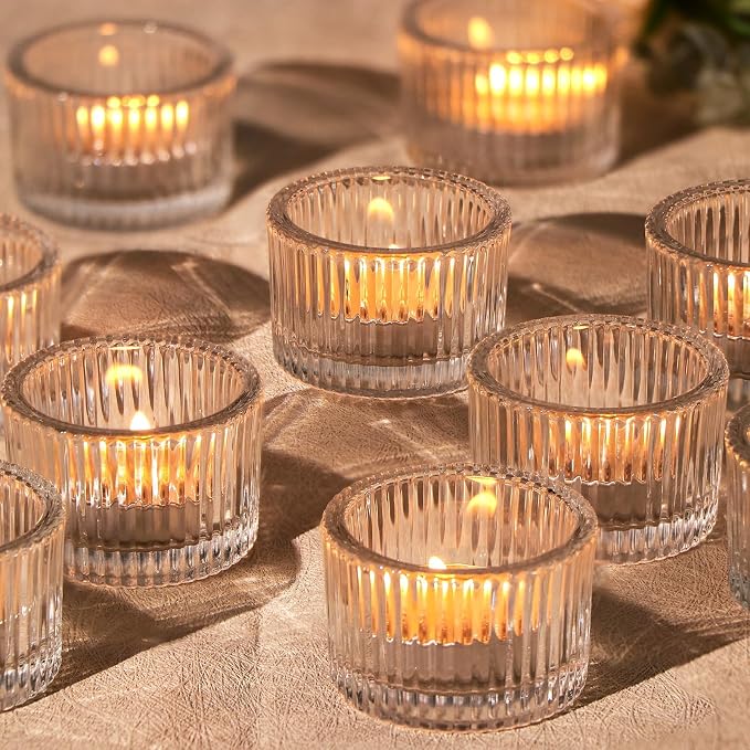 4 Pack Tealight Clear Candle Holders, Votive Tea Light Candle Holder | Table by LOVELIGHTLOVELIFE
