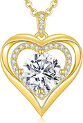 Valentine's Day Gift Moissanite Heart Pendant Necklaces for Women, 925 Sterling Silver Necklace Engraved with 'I LOVE YOU', Ideal Anniversary Birthday Jewelry Gifts for Mom Wife Girlfriend Daughter Her