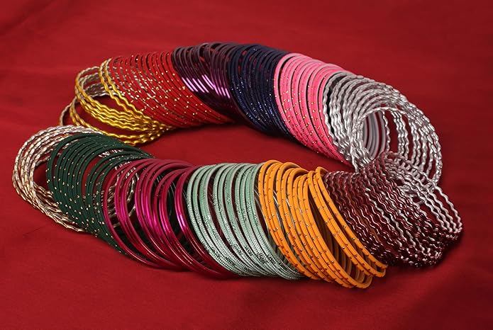 Touchstone indian bangles bracelets for women colorful churiyan set return gifts jewelry chudiya bulk pack bollywood metal bangle sets 12 textured vintage colors. Set of 144