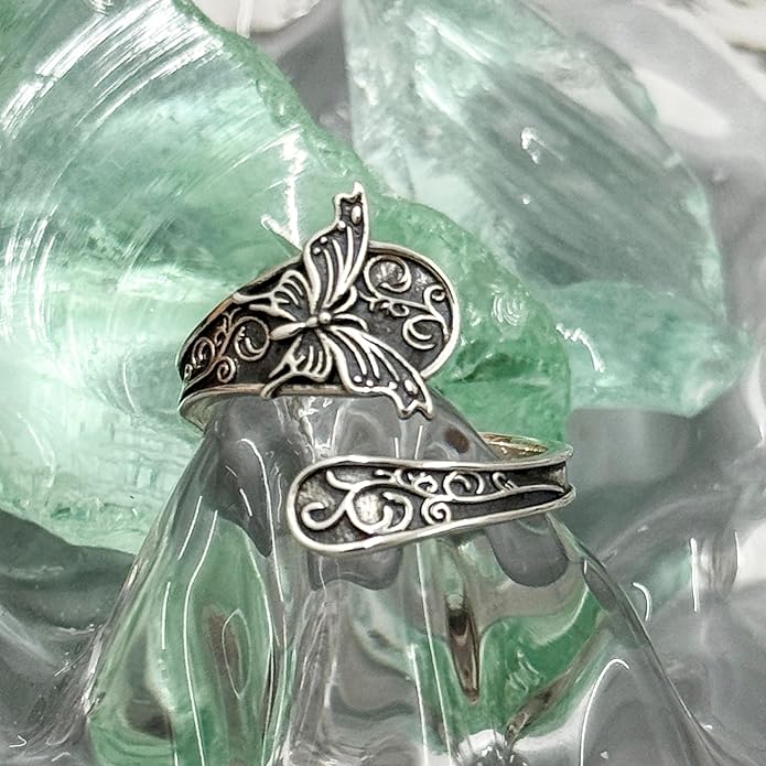 Adjustable Rings 925 Sterling Silver Jewelry Witch Hat Fox Dolphin Butterfly Dragonfly Spoon Ring Gifts for Women Men Lover Anniversary Birthday Graduation Christmas Valentine's Day Mother's Day
