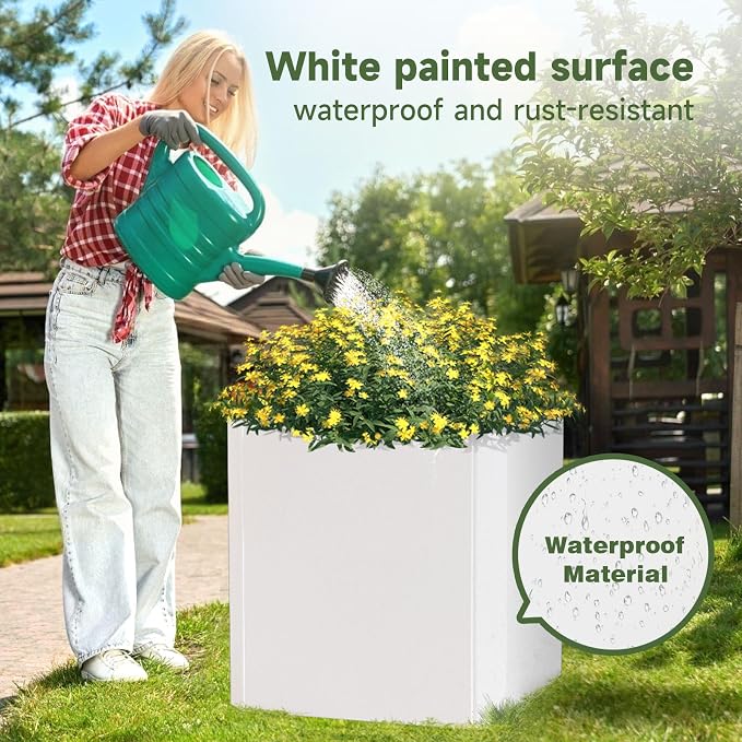 Metal Planter Box 20”L x 20"W x 20"H Large Square Steel Planter Box | Outdoor - Image 4