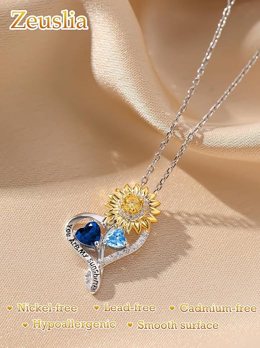 Valentine's Day Gifts for Wife 925 Sterling Silver Double Birthstone Pendant Necklaces I Love You for Always and Forever Necklace Anniversary Birthday Gifts for Wife Girlfriend Mom Her