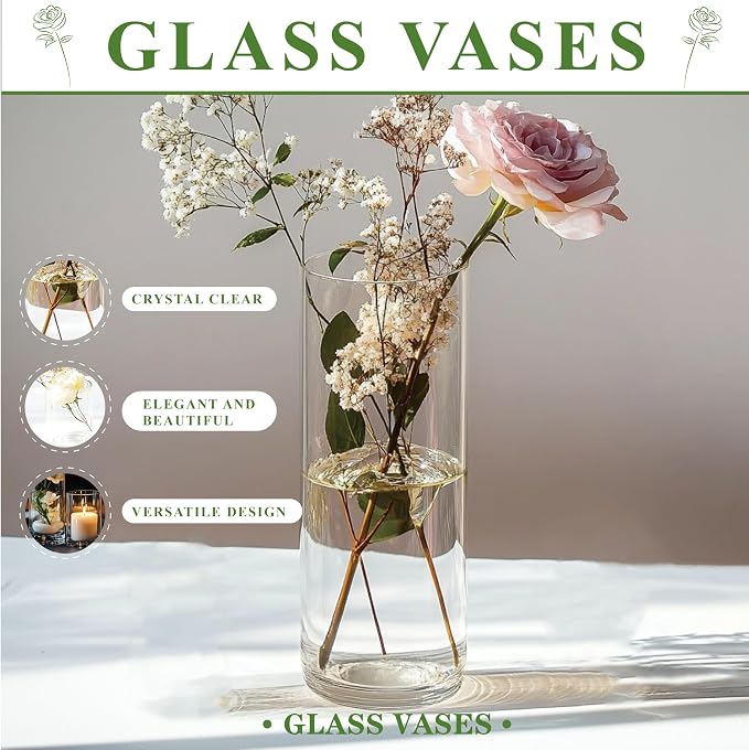 Glass Cylinder Vase for Set of 36 for Centerpieces, 5 inch Tall Clear Cylinder - Image 3