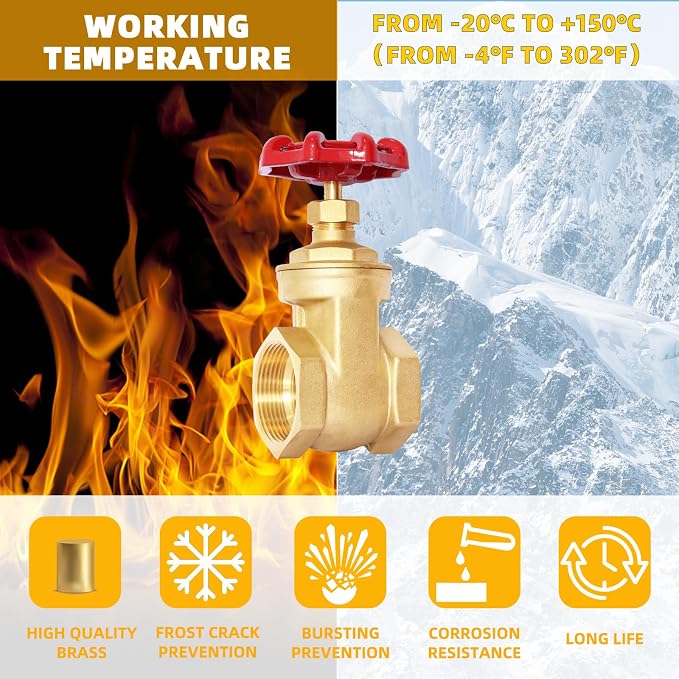 2-1/2" NPT Gate Valve, Heavy Duty Brass Female x Female Thread, DN65 | Manual - Image 4