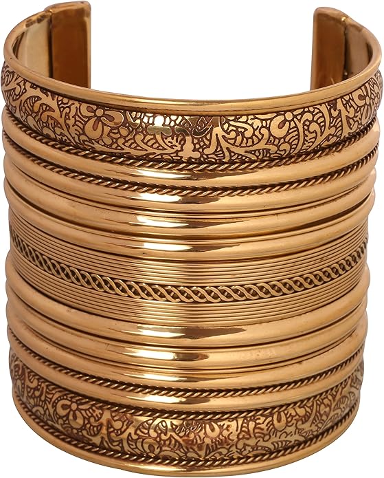 Touchstone Indian Bollywood Handcrafted Slip In Easy To Wear Stylish Wrist Enhancer Designer Broad Jewelry Cuff Bracelet For Women and Men.