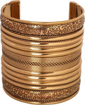 Touchstone Indian Bollywood Handcrafted Slip In Easy To Wear Stylish Wrist Enhancer Designer Broad Jewelry Cuff Bracelet For Women and Men.