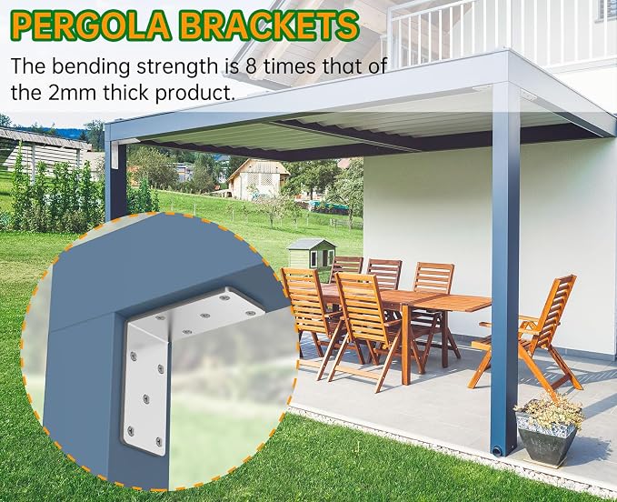 Heavy Duty L Brackets 5x5x2.5 for Wood, Metal Shelf Brackets, 90 Degree Corner - Image 3
