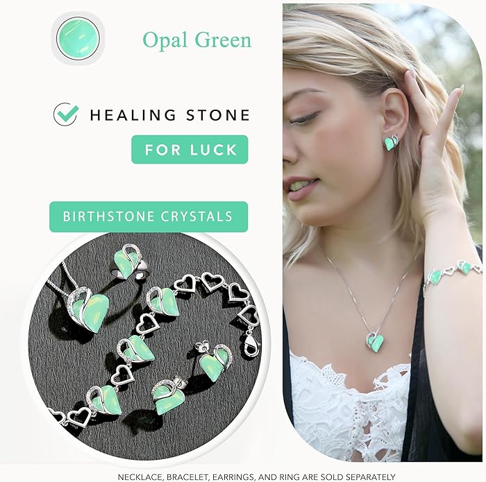 Leafael Infinity love Heart Birthstone Stud Earrings for Women, Valentine's Day Gifts for Mom, Wife, and Her, Silver Plated Birthday Jewelry