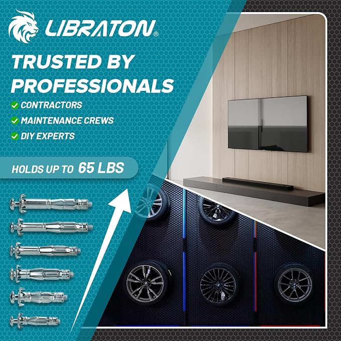 LIBRATON Molly Bolts for Drywall & Plaster Wall, Heavy Duty Hollow Wall Metal - Image 7