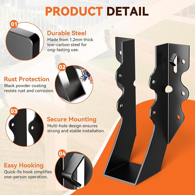 50 Pcs Black 2x4 Joist Hanger, LU24 18 Gauge Double Shear Face Mount Joist - Image 4