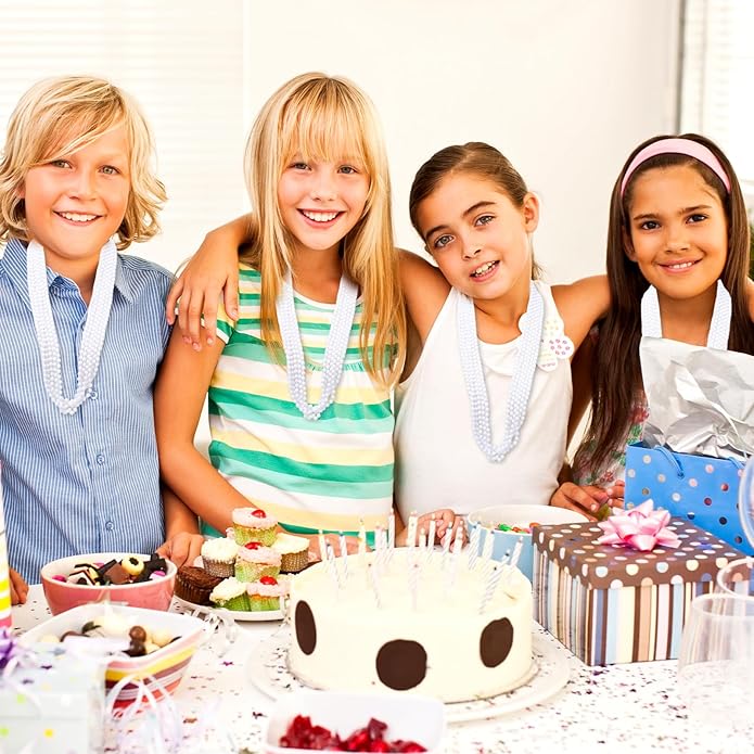 Mardi Gras Beads Necklaces, 33 Inch Plastic Beads for Party Favors, Festival Decorations, Parade Throws, Christmas, St. Patrick's Day Celebrations