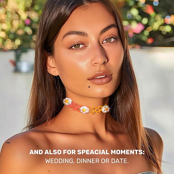 BodyJ4You 2PC Tattoo Choker Necklace - 90s Choker Necklace Women - 2000s Y2K Black Chokers Rainbow Choker - Butterfly Ying Yang Unicorn Rainbow Charms - Stretchy Elastic Necklace