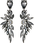 BriLove Women's Wedding Bridal Crystal Teardrop Multi Marquise Cluster Bling Dangle Earrings