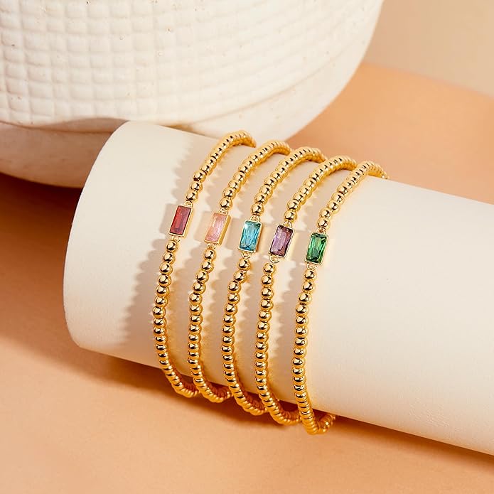 Brook & York Kylie Women's Birthstone Bead Bracelet - Custom Jewelry - Personalized Birthday Gift - Gifts for Mom