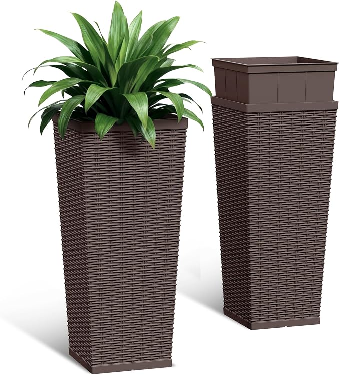 30 Inch Tall Plastic Planters by Acurax