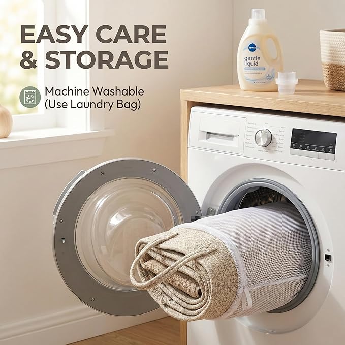 JMvicyroam 115L Extra Large Machine Washable Cotton Rope Blanket Basket | - Image 5