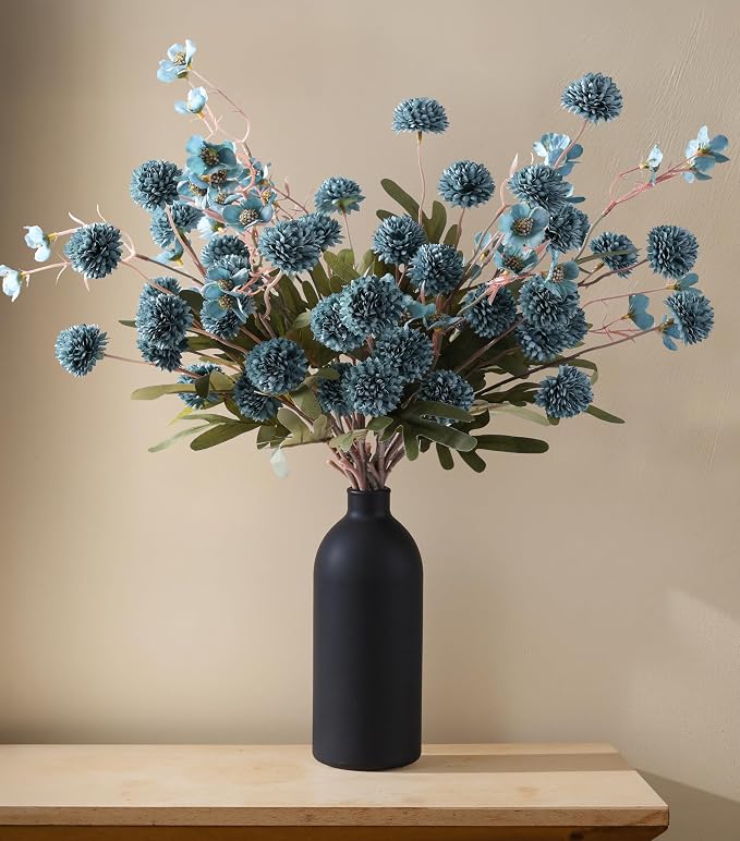 Fake Kiku Flowers, Faux Silk Pompon Mums Artificial Flowers, Chrysanthemum - Image 9