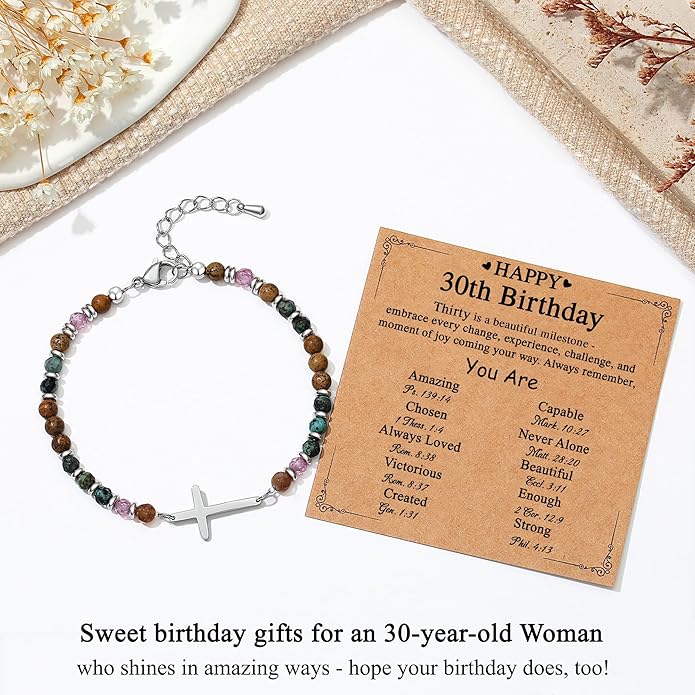 TONY & SANDY Christian Cross Bracelet for Women, Valentine's Day Gifts for Her, Confirmation Baptism Easter Gifts, Unique Gift for Friends Daughter Mom Sister in Christ Birthday Christmas