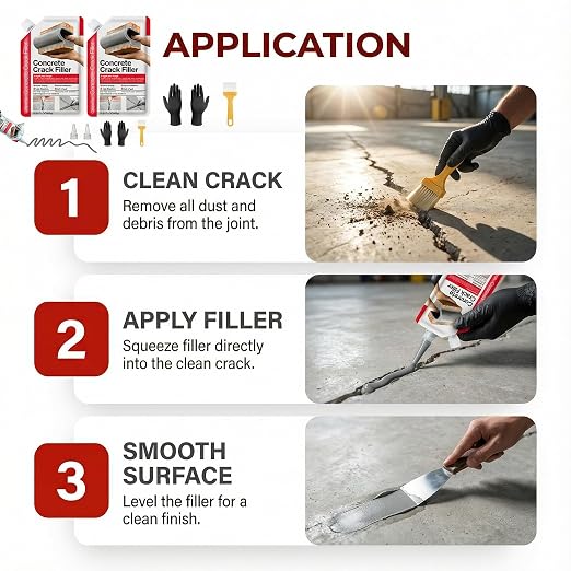 Concrete Crack Filler 6-Pack 6.6LB Grey | Self-Leveling, High Elasticity Cement - Image 5