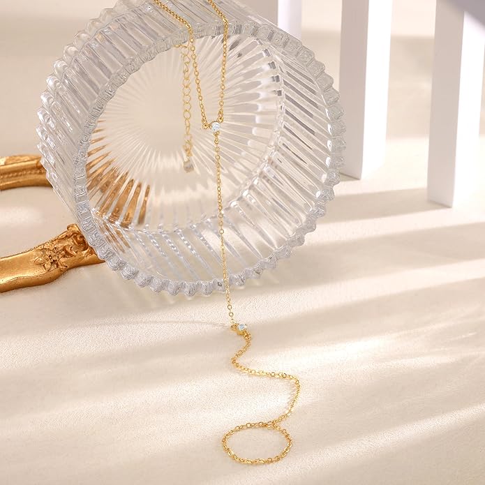 Dainty Anklet for Women - Trendy 14K Gold Plated Ankle Bracelets Adjustable Bead Link Chain Waterproof Pearl CZ Anklets Non Tarnish Foot Jewelry Gift