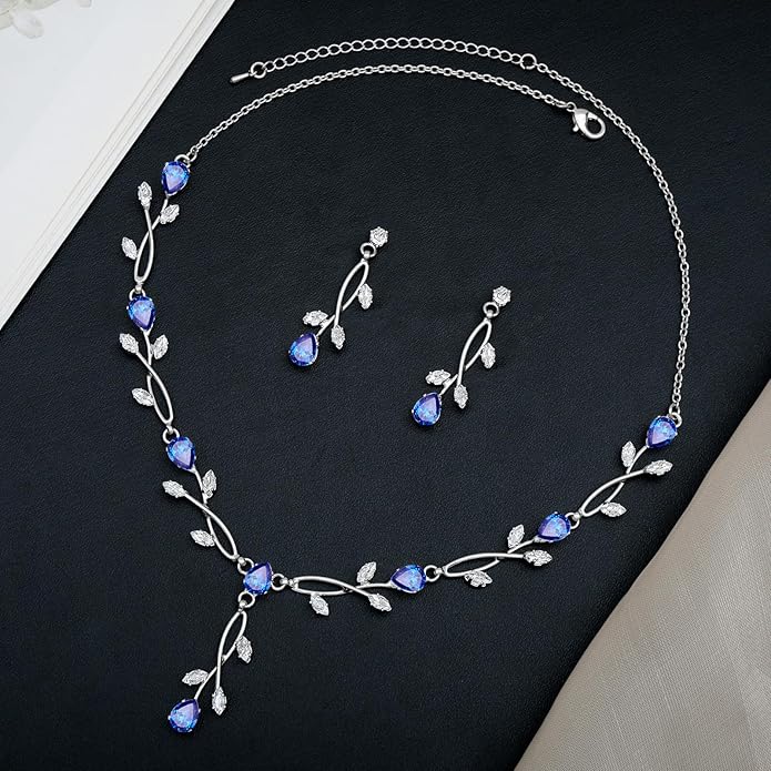 Elegant Bridal Jewelry Sets Clear Cubic Zirconia Wedding Necklace Earrings Bracelet Set for Birdes Bridesmaids CZ Prom Jewelry