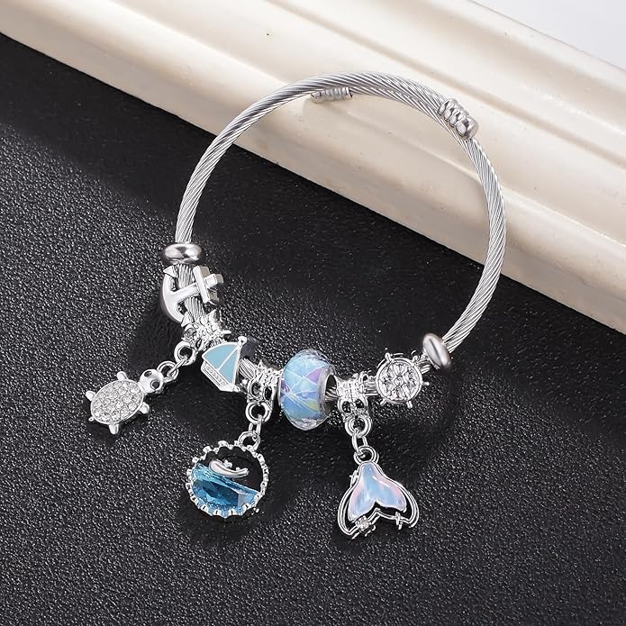 Charm Bracelets for Girls Cute Cartoon Friendship Bracelets Adjustable Bangle Gifts for Girls DIY Jewelry