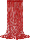YAXINRUI 12 PCS Red Bead Necklaces, Christmas Mardi Gras Bead Necklaces, Red Valentine Necklace, 33 Inch 7 mm Round Beaded Necklaces for Mardi Gras Christmas Valentine Festive Events, Party Favors