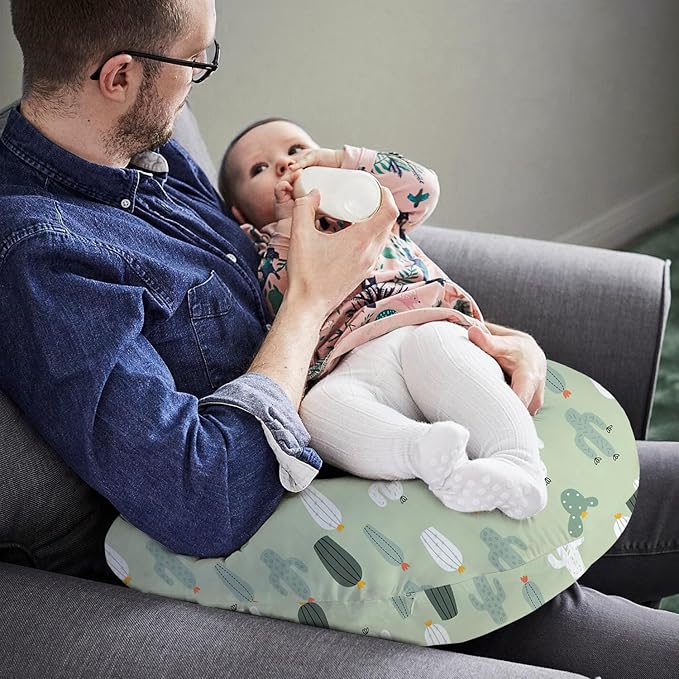 Little Grape Land Nursing Pillow for Infants, Breastfeeding Pillows, Baby Support Pillow for Nursing, Bottle Feeding, Tummy Time with Machine Washable Cover & Breathable Filling (Blossom Cactus)