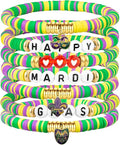 Friendship Beaded Bracelets for Women, Stackable Colorful Surfer Boho Clay Bead Stretch Bracelets
